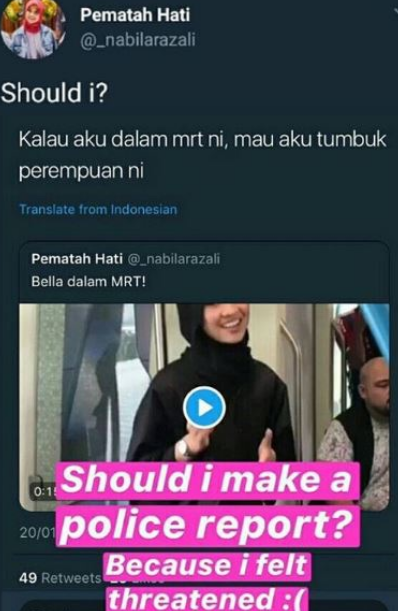 nabila razali diugut tumbuk dalam mrt 2