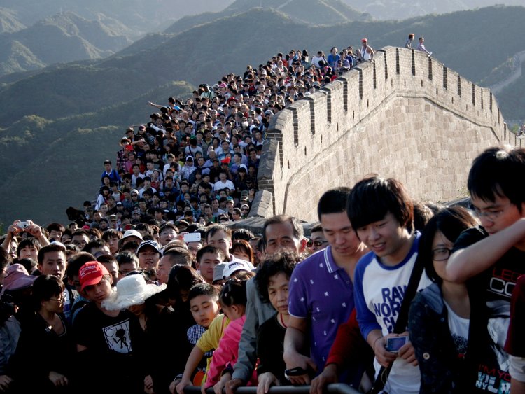 negara china penuh manusia sesak