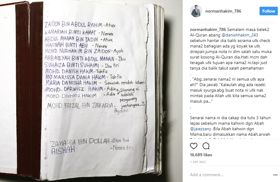 norman hakim dedah nota anak dalam al quran 1