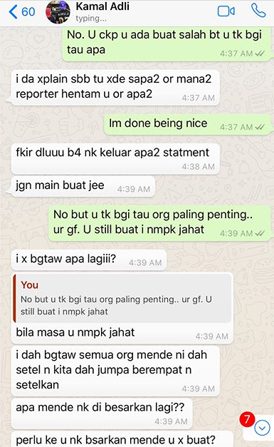 panas zahirah macwilson tayang foto perbualan whatsapp dengan kamal adli 3