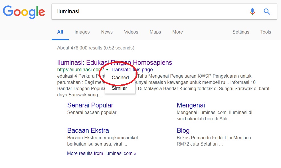 panduan menggunakan google dengan lebih berkesan cached website