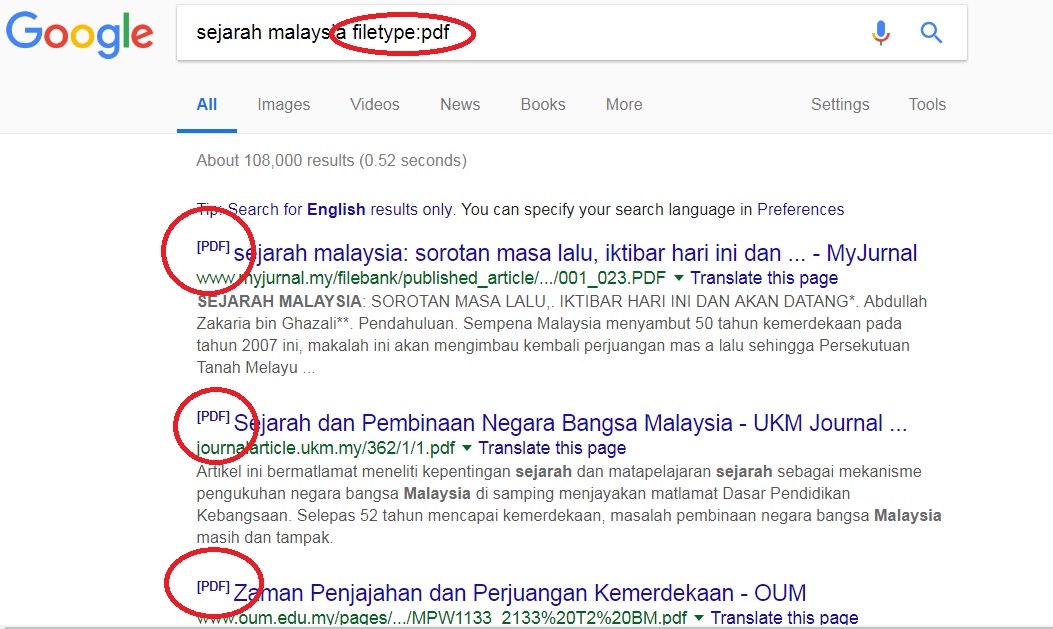 panduan menggunakan google dengan lebih berkesan jenis fail khusus pdf