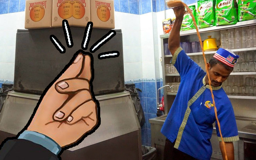 panggil pelayan restoran mamak dengan menyuit bersiul petik jari