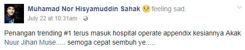 pelawak jihan muse masuk hospital jalani pembedahan 3