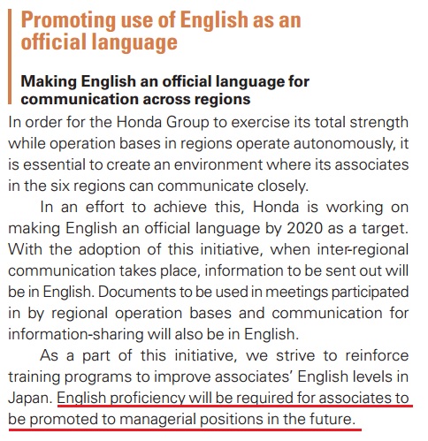 penggunaan bahasa inggeris oleh honda