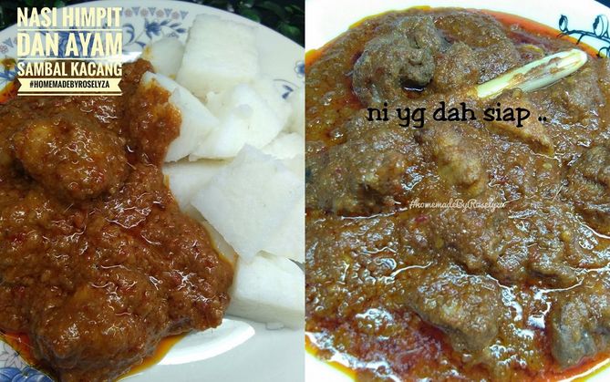 resepi nasi himpit dan ayam sambal kacang