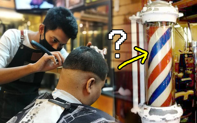 sejarah tanda merah biru tukang gunting rambut