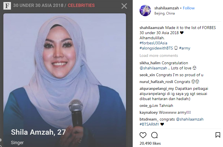 selepas neelofa giliran shila amzah tersenarai dalam forbes 30 under 30 asia 2018 3