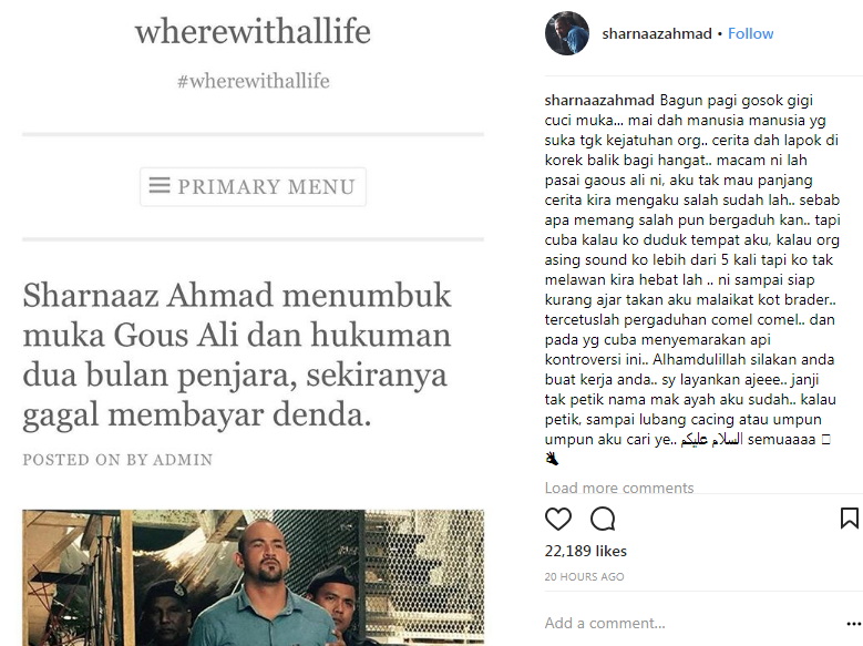 sharnaaz ahmad dedah punca sebenar tumbuk bangla