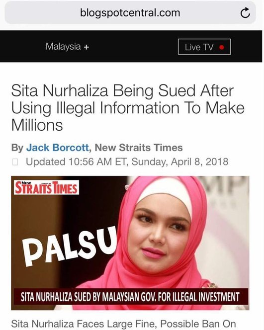 siti nurhaliza mangsa terbaru berita palsu 1