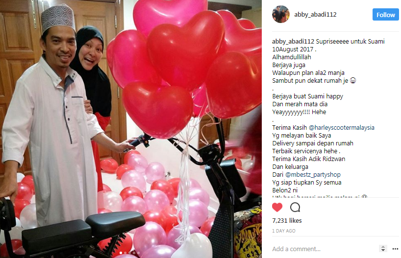 suami terharu terima kejutan hadiah unik abby abadi sempena hari lahir 3