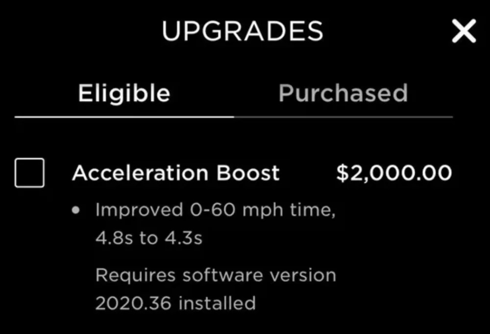 tesla acceleration boost