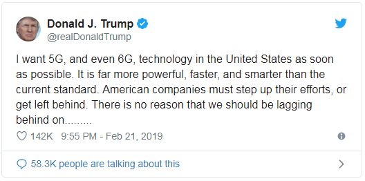 tweet dari donald trump tentang 5g