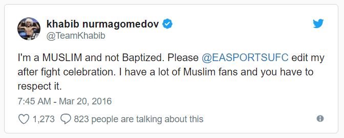 tweet dari khabib kepada ea sports