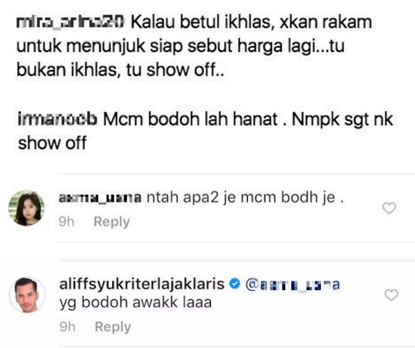 yang bodoh awaklah respon berang datuk aliff syukri isu beri hadiah kepada ibu 3