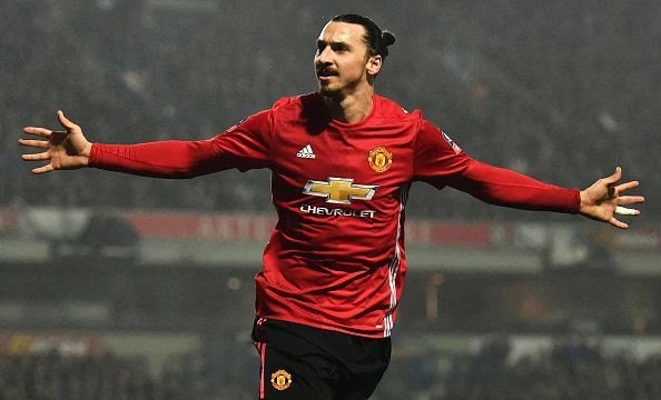 zlatan ibrahimovic celebrating for manchester utd