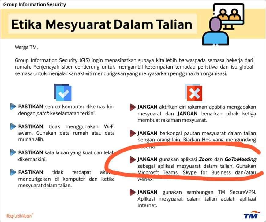 zoom tidak selamat digunakan