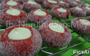 Resepi Biskut Thumbprint (Biskut Ibu Jari) Red Velvet 